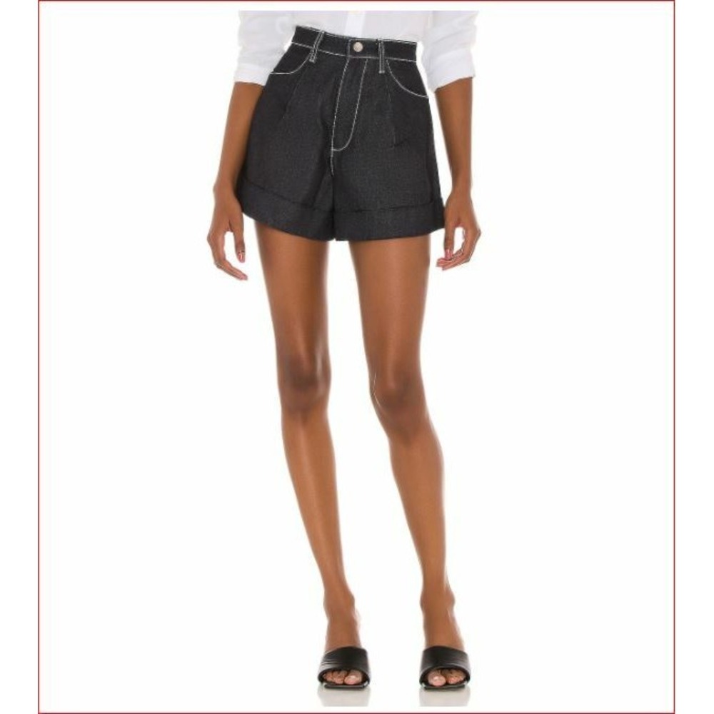 Weworewhat women jean shorts Cuff short WWDB12-1 indigo raw navy sz 24 $128